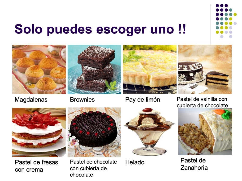 ¡Sólo puedes escoger uno! 8 tipos de pasteles.